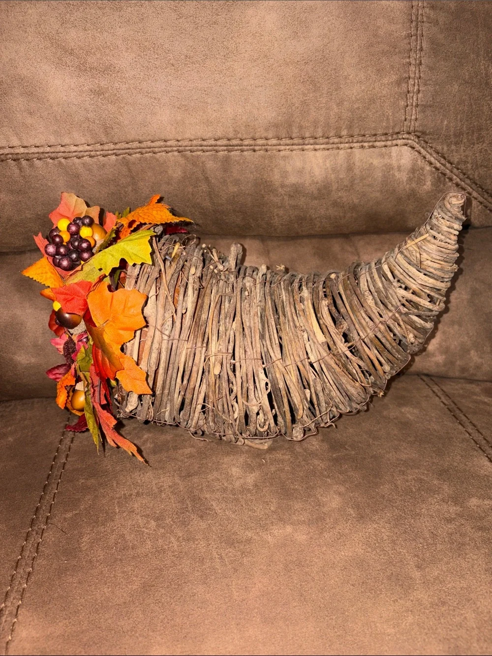 Autumn Harvest Cornucopia Floral Arrangement